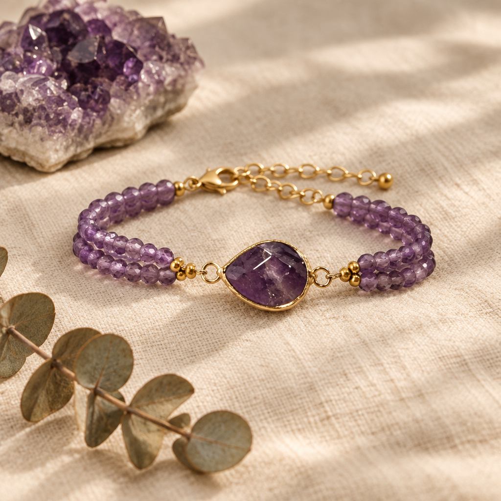 Amethyst Connector Bracelet – Gold by Chapter 9 Copenhagen