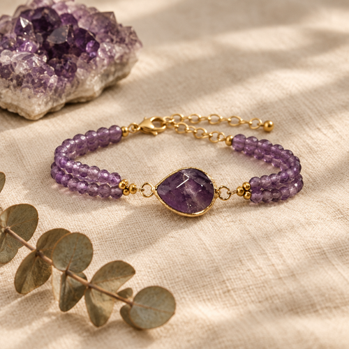 Amethyst Connector Bracelet – Gold by Chapter 9 Copenhagen