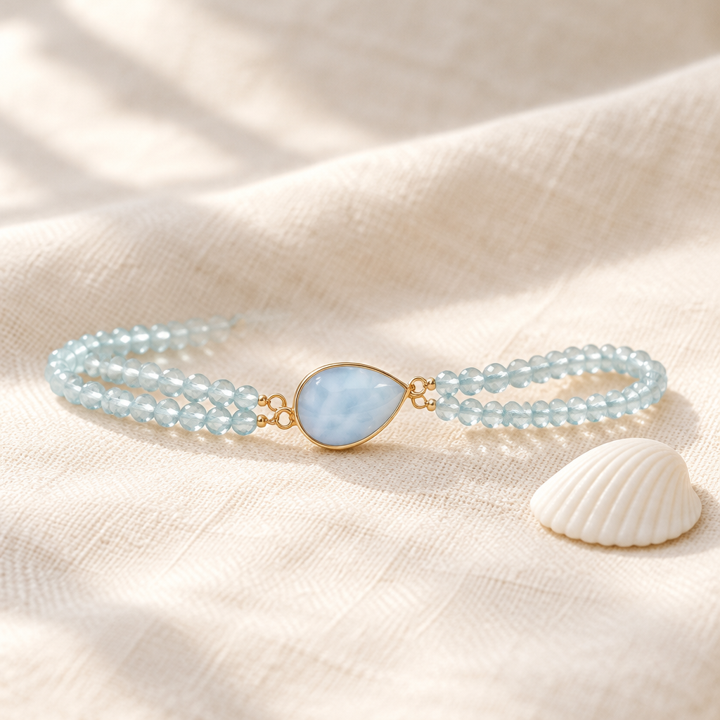 Aquamarine Connector Bracelet – Gold by Chapter 9 Copenhagen