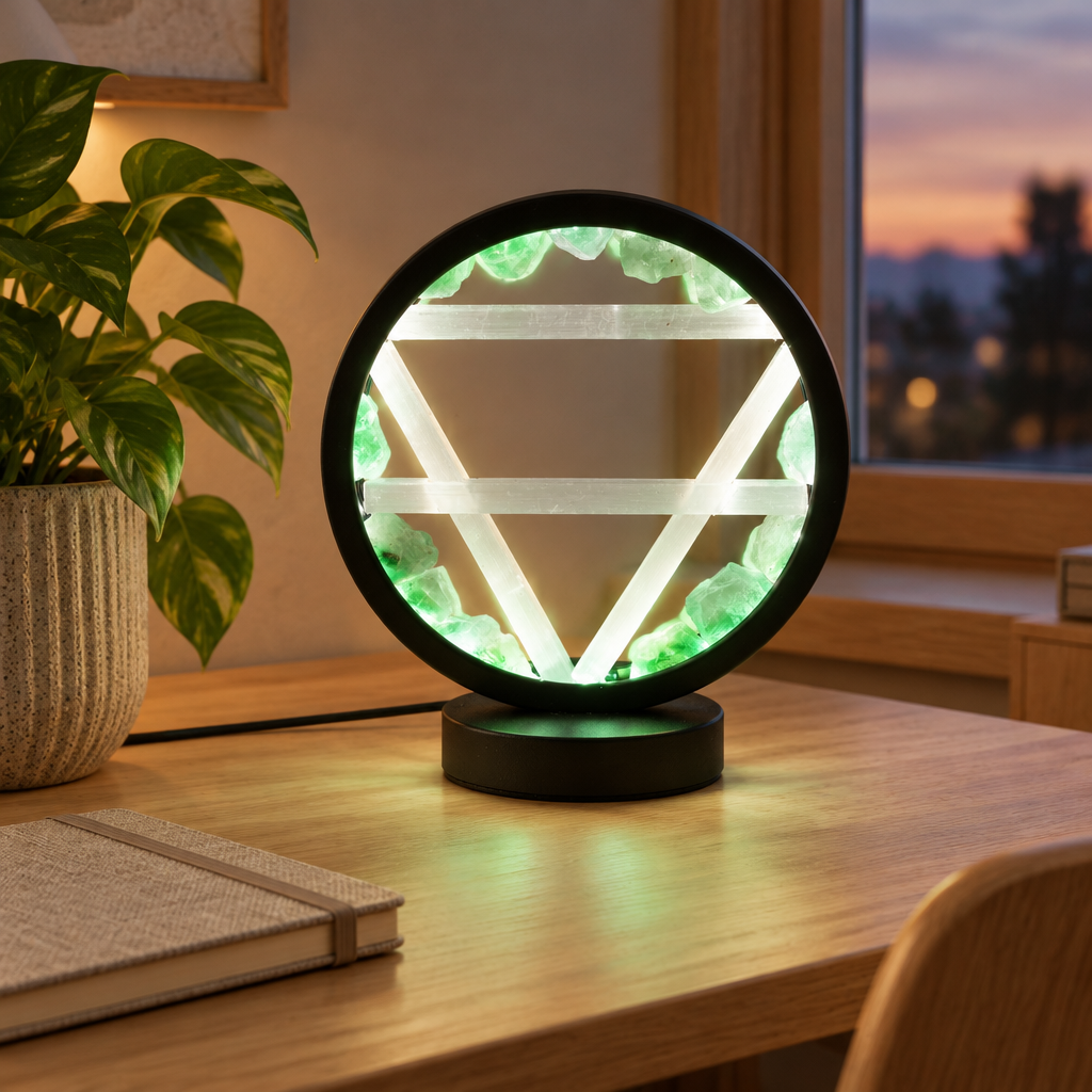Gemstone Halo Lamp – Earth · Aventurine & Selenite by Chapter 9 Copenhagen